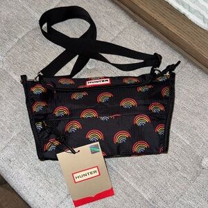 NWT, Hunter rainbow print/ black belt bag/ crossbody!